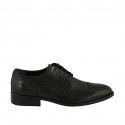 Chaussure élégant derby à lacets pour hommes en cuir noir avec decoration Brogue