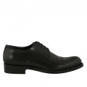 Zapato derby para hombre con puntera y cordones en piel de color negro
