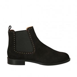 Bottines pour femmes avec elastiques et goujons en nubuck noir talon 2 - Pointures disponibles:  34
