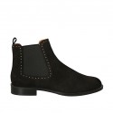 Bottines pour femmes avec elastiques et goujons en nubuck noir talon 2