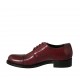 Zapato derby para hombres con cordones y puntera floral en piel granate  - Tallas disponibles:  36, 37, 38, 46, 47, 48, 49, 50
