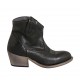 Woman's Texan ankle boot with zipper and embroidered captoe in black leather heel 5 - Available sizes:  32, 33, 43, 44, 45, 46