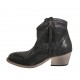 Stivaletto texano da donna con cerniera e punta ricamata in pelle nera tacco 5 - Misure disponibili: 32, 33, 43, 44, 45, 46