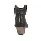 Stivaletto texano da donna con cerniera e punta ricamata in pelle nera tacco 5 - Misure disponibili: 32, 33, 43, 44, 45, 46