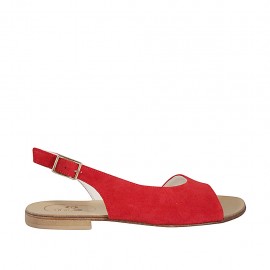 Sandalo da donna in camoscio rosso tacco 1 - Misure disponibili: 43, 45