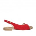 Woman's sandal in red suede heel 1
