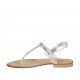 Sandale entredoigt pour femmes en cuir lamé platine talon 1 - Pointures disponibles:  33, 42, 43, 44, 46, 47