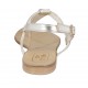 Sandale entredoigt pour femmes en cuir lamé platine talon 1 - Pointures disponibles:  33, 42, 43, 44, 46, 47