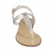 Sandale entredoigt pour femmes en cuir lamé platine talon 1 - Pointures disponibles:  33, 42, 43, 44, 46, 47