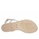 Sandale entredoigt pour femmes en cuir lamé platine talon 1 - Pointures disponibles:  33, 42, 43, 44, 46, 47