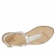Sandale entredoigt pour femmes en cuir lamé platine talon 1 - Pointures disponibles:  33, 42, 43, 44, 46, 47