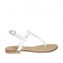Woman's thong sandal in white leather heel 1