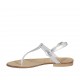 Sandale entredoigt pour femmes en cuir lamé argent talon 1 - Pointures disponibles:  33, 42, 43, 44, 46, 47