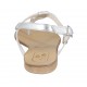 Sandale entredoigt pour femmes en cuir lamé argent talon 1 - Pointures disponibles:  33, 42, 43, 44, 46, 47