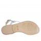 Sandale entredoigt pour femmes en cuir lamé argent talon 1 - Pointures disponibles:  33, 42, 43, 44, 46, 47