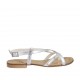 Sandalo infradito da donna con listini incrociati in pelle laminata argento tacco 1 - Misure disponibili: 33, 34, 42, 43, 44, 45, 46, 47