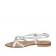 Sandalo infradito da donna con listini incrociati in pelle laminata argento tacco 1 - Misure disponibili: 33, 34, 42, 43, 44, 45, 46, 47