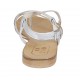 Sandalo infradito da donna con listini incrociati in pelle laminata argento tacco 1 - Misure disponibili: 33, 34, 42, 43, 44, 45, 46, 47