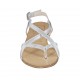 Sandalo infradito da donna con listini incrociati in pelle laminata argento tacco 1 - Misure disponibili: 33, 34, 42, 43, 44, 45, 46, 47