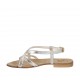 Sandalo infradito da donna con listini incrociati in pelle laminata platino tacco 1 - Misure disponibili: 33, 34, 42, 43, 44, 45, 46, 47