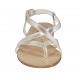 Sandalo infradito da donna con listini incrociati in pelle laminata platino tacco 1 - Misure disponibili: 33, 34, 42, 43, 44, 45, 46, 47