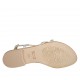 Sandalo infradito da donna con listini incrociati in pelle laminata platino tacco 1 - Misure disponibili: 33, 34, 42, 43, 44, 45, 46, 47