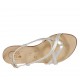Sandalo infradito da donna con listini incrociati in pelle laminata platino tacco 1 - Misure disponibili: 33, 34, 42, 43, 44, 45, 46, 47