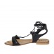 Sandalo stringato alla schiava da donna in pelle nera tacco 1 - Misure disponibili: 33, 34, 42, 43, 44, 45, 47