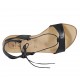 Sandalo stringato alla schiava da donna in pelle nera tacco 1 - Misure disponibili: 33, 34, 42, 43, 44, 45, 47