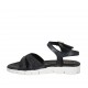 Sandale pour femmes en cuir noir avec courroie et talon compensé 2 - Pointures disponibles:  33, 43, 44, 45, 46, 47