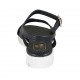 Woman's strap sandal in black leather wedge heel 2 - Available sizes:  33, 43, 44, 45, 46, 47