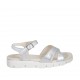 Sandalo da donna con cinturino in pelle laminata argento zeppa 2 - Misure disponibili: 42, 43, 44, 45, 46, 47