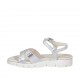 Sandalo da donna con cinturino in pelle laminata argento zeppa 2 - Misure disponibili: 42, 43, 44, 45, 46, 47