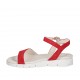 Woman's sandal with strap in red suede wedge heel 2 - Available sizes:  33, 42, 43, 44, 45, 46
