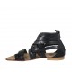 Scarpa aperta infradito da donna con cerniera in pelle nera tacco 1 - Misure disponibili: 33, 34, 42, 43, 44, 45, 46, 47