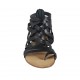 Scarpa aperta infradito da donna con cerniera in pelle nera tacco 1 - Misure disponibili: 33, 34, 42, 43, 44, 45, 46, 47