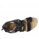 Scarpa aperta infradito da donna con cerniera in pelle nera tacco 1 - Misure disponibili: 33, 34, 42, 43, 44, 45, 46, 47