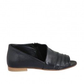 Chaussure ouvert pour femmes avec fermeture éclair en cuir noir talon 1 - Pointures disponibles:  33, 34, 42, 44, 45, 46, 47