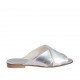Mule ouvert pour femmes en cuir lamé argent talon 1 - Pointures disponibles:  33, 34, 42, 43, 44, 45, 47