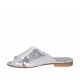 Offene Damenpantoletten aus silbernem laminiertem Leder Absatz 1 - Verfügbare Größen:  33, 34, 42, 43, 44, 45, 47