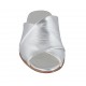 Woman's open mules in silver laminated leather heel 1 - Available sizes:  33, 34, 42, 43, 44, 45, 47