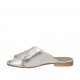 Woman's open mules in platinum laminated leather heel 1 - Available sizes:  33, 42, 43, 44, 47