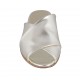 Woman's open mules in platinum laminated leather heel 1 - Available sizes:  33, 42, 43, 44, 47