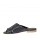 Woman's open mules in black leather heel 1 - Available sizes:  33, 42