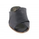 Woman's open mules in black leather heel 1 - Available sizes:  33, 42
