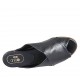 Woman's open mules in black leather heel 1 - Available sizes:  33, 42