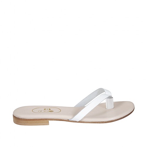 Mule entredoigt pour femmes en cuir blanc talon 1 - Pointures disponibles:  33, 34, 42, 43, 44, 47