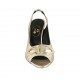 Sandalo da donna con fibbia ed elastico in pelle laminata platino tacco 8 - Misure disponibili: 31, 32, 33, 34, 42, 43, 44, 45, 46, 47