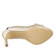 Sandalo da donna con fibbia ed elastico in pelle laminata platino tacco 8 - Misure disponibili: 31, 32, 33, 34, 42, 43, 44, 45, 46, 47