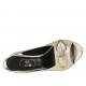 Sandalo da donna con fibbia ed elastico in pelle laminata platino tacco 8 - Misure disponibili: 31, 32, 33, 34, 42, 43, 44, 45, 46, 47